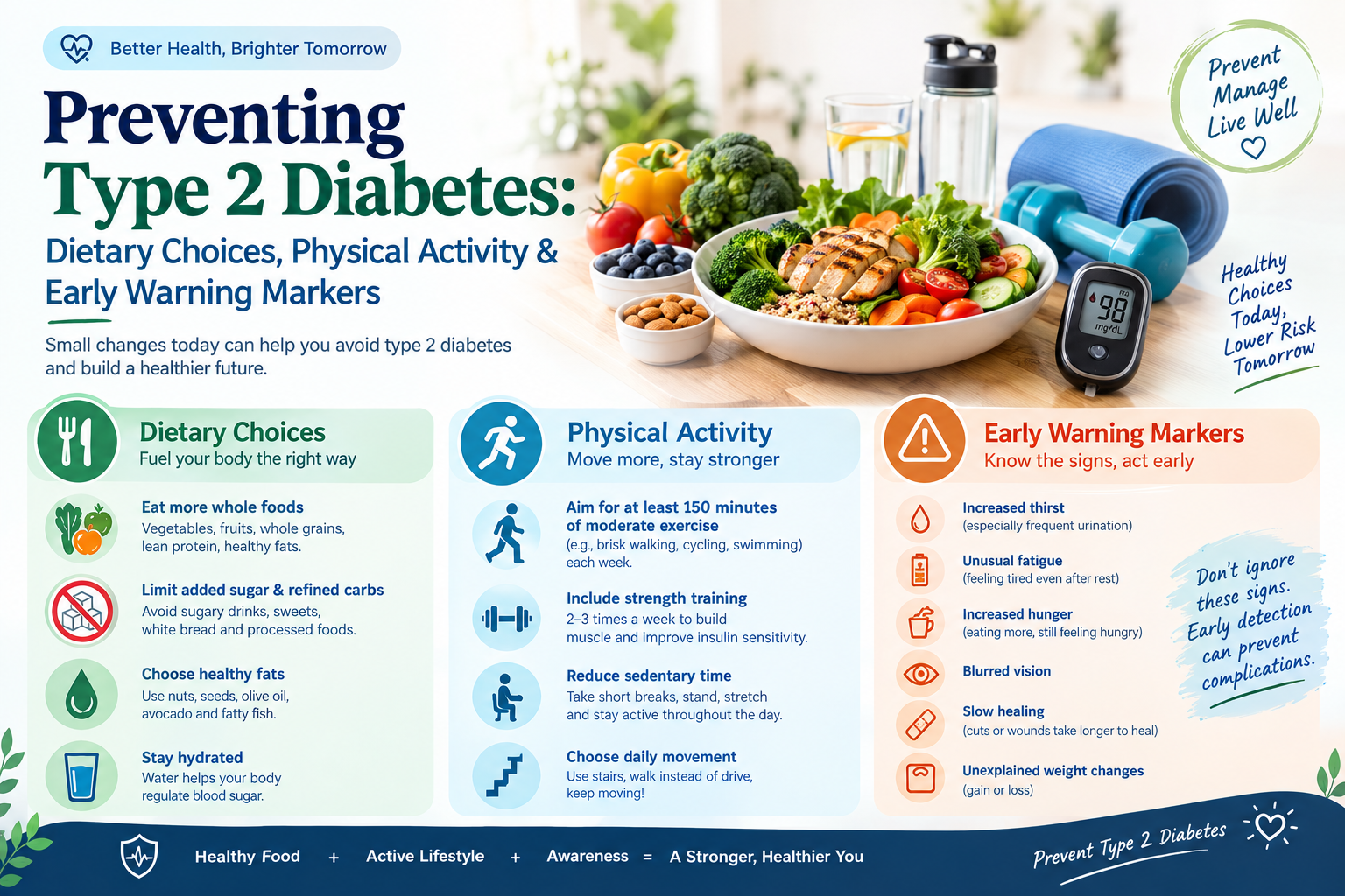 Preventing Type 2 Diabetes: Dietary Choices, Physical Activity & Early Warning Markers